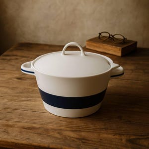 Vintage Thun Boho Porzellan Suppenterrine mit Deckel & Löffelablage von 1794 - Weiß Blaues Tschechisches Feines Porzellan – Sammlerstück Serviergeschirr