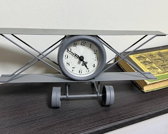Metal Airplane Desk Clock | Aviation Gift, Pilot Decor
