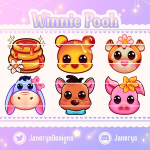 6 Cute Winnie Pooh Badges for Twitch/Youtube/Discord - Sub Bits Badges - Honey