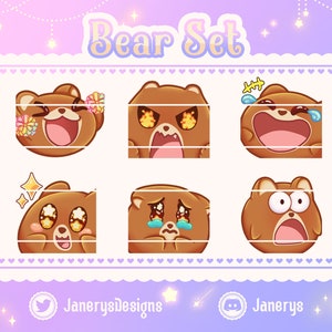 6 Bear Emotes for Twitch/Youtube - Streaming - Sub Bits Badges - Cute Cub Ourson