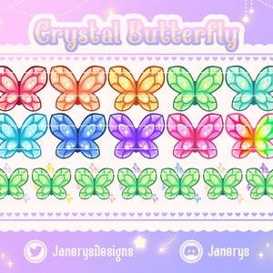 10 Cute Pastel Butterflies Badges + Flairs for Twitch/Youtube - Streaming - Sub Bits Badges - Multicolor Rainbow Butterflies