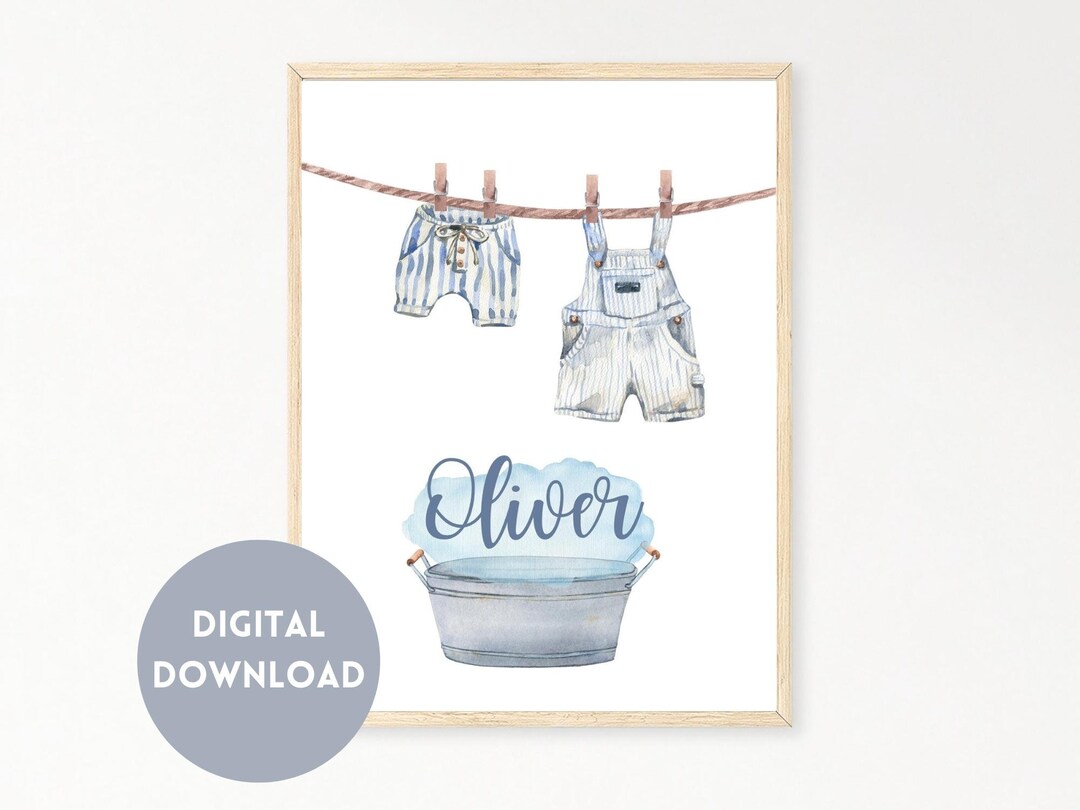Custom Names, DIGITAL DOWNLOAD, Baby Clothesline, Nursery Wall Art