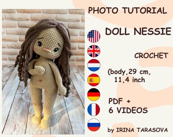 Nessy amigurumi crochet doll base pattern. Unclothed. DOLL ONLY, pants not included. pdf by irina tarasova.