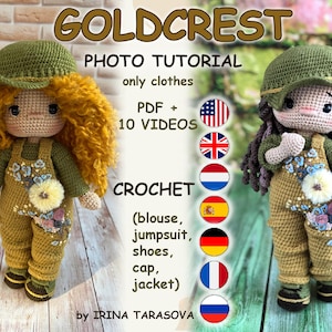 Patrón de amigurumi para muñeca Goldcrest, conjunto de ropa de otoño, patrón de crochet. SOLO ROPA, muñeca no incluida. PDF de Irina Tarasova.