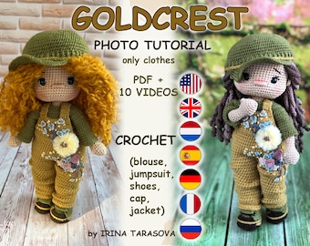 amigurumi doll pattern Goldcrest autumn clothes outfit set crochet pattern. CLOTHES ONLY, doll not included. pdf by irina tarasova