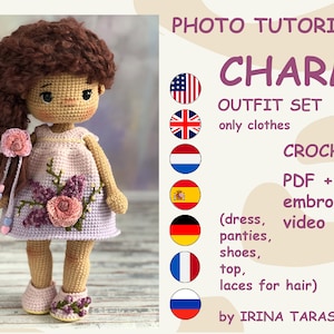 Crochet pattern toy clothes outfit "CHARM" for 29 cm dolls. CLOTHES ONLY, doll not included. pdf by irina tarasova
