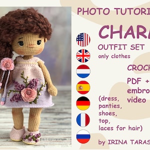 Crochet pattern toy clothes outfit &quot;CHARM&quot; for 29 cm dolls. CLOTHES ONLY, doll not included. pdf by irina tarasova