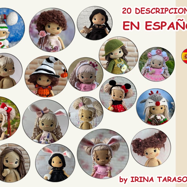 promoción al por mayor 20 patrones (todos para muñecas de 11,4 pulgadas) en español pdf muñeca de punto y ganchillo amigurumi