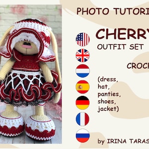 Solo traje de crochet de cereza. patrón de Irina Tarasova. pdf conejita crochet niña primavera o verano amigurumi