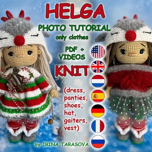 amigurumi doll pattern Helga christmas winter clothes outfit set crochet pattern. CLOTHES ONLY, doll not included. pdf by irina tarasova