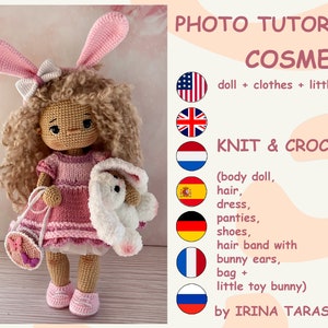 SET CROCHET PATTERNS -  Amigurumi basic doll Annie and Cosmea outfit clothes and bunny toy crochet doll with clothes. by Irina Tarasova