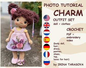 SET HAAKPATRONEN - Amigurumi basispop Annie en Charm outfit kleding outfit. gehaakte pop met kleding. pdf door Irina Tarasova
