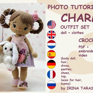 SET HÄKELANLEITUNGEN - Amigurumi Grundpuppe Malu und Charm Outfit Kleidung und Häkelpuppe Häkelpuppe mit Kleidung. pdf von Irina Tarasova
