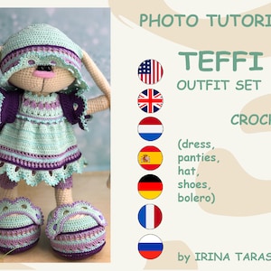 Tylko strój wykonany na szydełku teffi. wzór autorstwa Iriny Tarasowej. pdf szydełkowy króliczek wiosna dziewczyna amigurumi