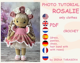 Crochet pattern toy clothes outfit "Rosalie" for 29 cm dolls. CLOTHES ONLY, doll not included. pdf by irina tarasova