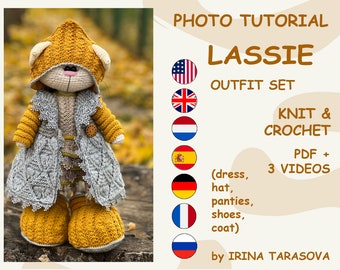 Conjunto Lassie SET em tricô e crochê de Irina Tarasova. pdf coelho inverno menina amigurumi.