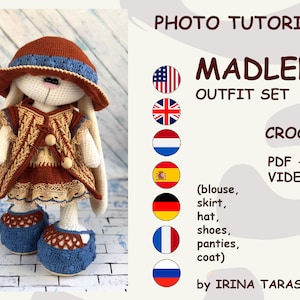 Solo traje de crochet Madlen. patrón de Irina Tarasova. pdf conejita crochet niña primavera o verano amigurumi