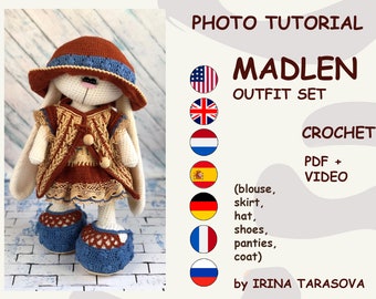 Madlen crochet outfit only. pattern by Irina Tarasova. pdf crochet bunny  spring or summer girl amigurumi