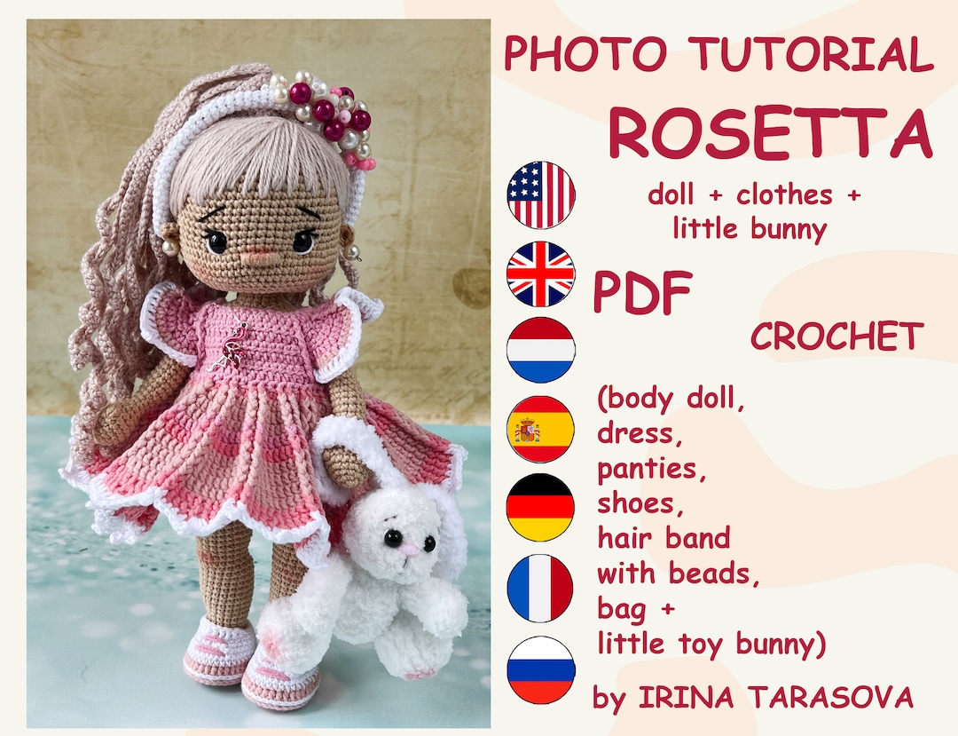 SET CROCHET PATTERNS Amigurumi Basic Doll Kylie and Rosetta Outfit