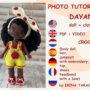 SET GEHAAKTE PATRONEN - Amigurumi-basispop Donika en Dayana outfit kledingpop met kleding. pdf door Irina Tarasova