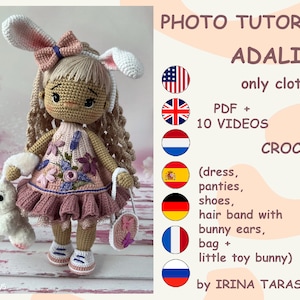 Crochet pattern toy clothes outfit &quot;Adaline&quot; for 29 cm dolls. CLOTHES ONLY, doll not included. pdf by irina tarasova
