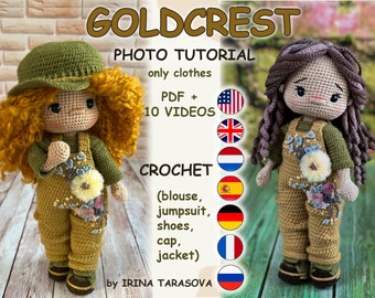 amigurumi doll pattern Goldcrest autumn clothes outfit set crochet pattern. CLOTHES ONLY, doll not included. pdf by irina tarasova