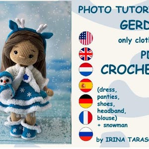 amigurumi doll pattern Gerda Christmas winter clothes outfit set pattern. CLOTHES ONLY, doll not included. pdf by irina tarasova image 1