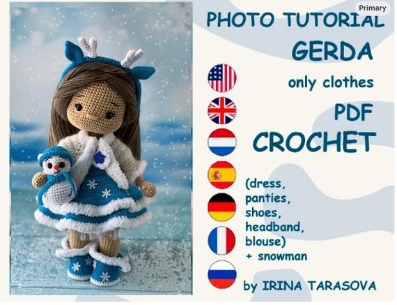 amigurumi doll pattern Gerda Christmas winter clothes outfit set pattern. CLOTHES ONLY, doll not included. pdf by irina tarasova