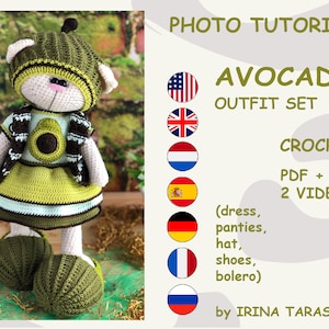Patrón Conjunto Aguacate en punto y crochet. traje de Irina Tarasova. pdf crochet conejita primavera niña amigurumi