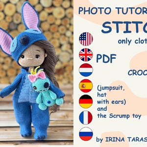 29cmドール用かぎ針編みのおもちゃの服「STITCH」。服のみ、ドール本体は含まれません。pdf by Irina Tarasova