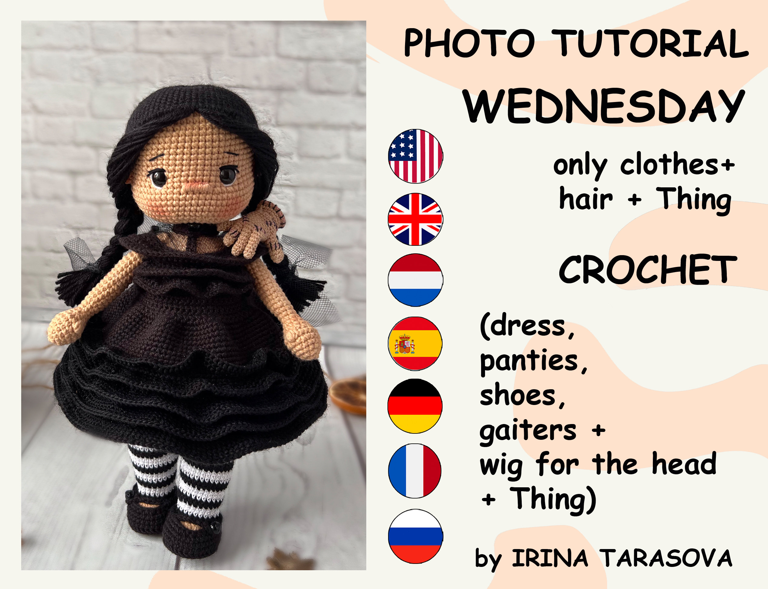 30 Wednesday Crochet Patterns for Dolls, Accessories, and Gothic Gifts 22 Wednesday Outfit Set for Dolls