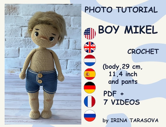 Mikel 編みぐるみ男の子用基本パターン。ボクサーパンツ付き。pdf