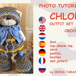 Mönster med virkad påskset, endast kläder och outfits av Irina Tarasova. Vår pdf virkad kanin amigurumi.