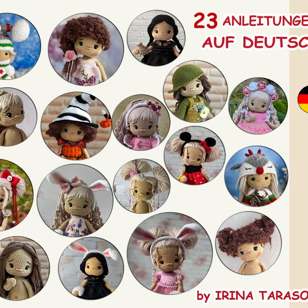 großhandelsaktion 23 Muster (alle für Puppen 11,4 Zoll) in deutscher Sprache von Irina Tarasova pdf Strick- und Häkelpuppe Amigurumi