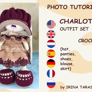 Charlotte crochet outfit only. pattern by Irina Tarasova.   pdf crochet bunny spring girl amigurumi