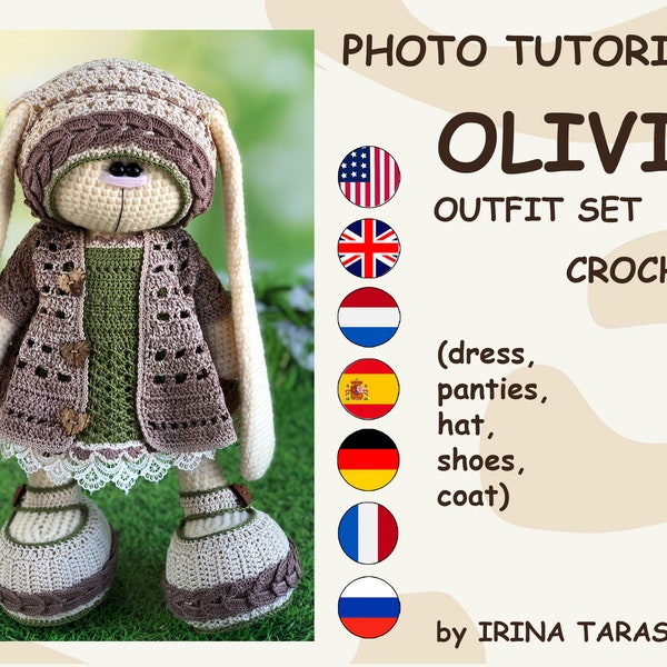 Tylko szydełkowy strój Oliwii. wzór autorstwa Iriny Tarasowej. pdf szydełkowy króliczek wiosna dziewczyna amigurumi