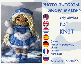 amigurumi doll pattern Snow maiden Christmas winter clothes outfit set pattern. CLOTHES ONLY, doll not included. pdf by irina tarasova