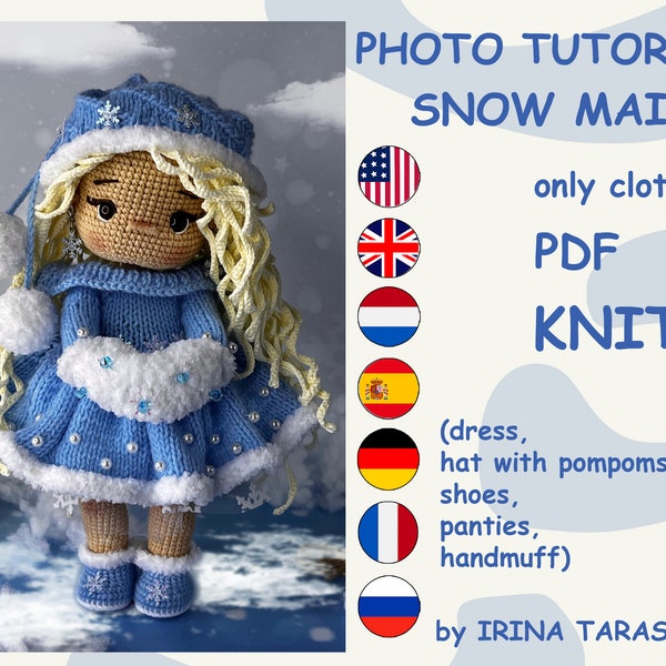 amigurumi doll pattern Snow maiden Christmas winter clothes outfit set pattern. CLOTHES ONLY, doll not included. pdf by irina tarasova