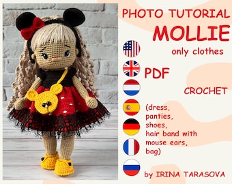 Crochet pattern toy clothes outfit "Mollie" for 29 cm dolls. CLOTHES ONLY, doll not included. pdf by irina tarasova