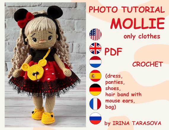 Crochet pattern toy clothes outfit "Mollie" for 29 cm dolls. CLOTHES ONLY, doll not included. pdf by irina tarasova