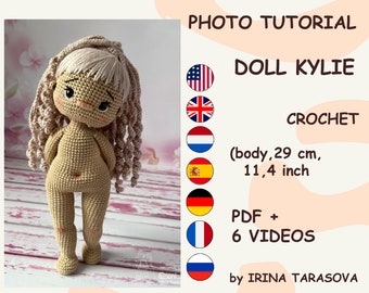 Kylie amigurumi crochet doll base pattern. Unclothed. DOLL ONLY, pants not included. pdf by irina tarasova.