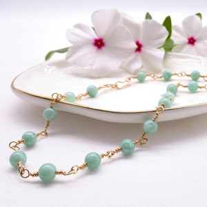 Myanmar Jade Choker: Gold Filled Kette, Glückssteinkette