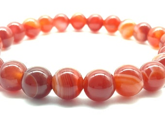 NATURAL CARNELIAN STRETCH bracelet 8mm Perfect gift Beautiful patterns Strong 4 pound tested stretchy cord For creativity & spontaneity!