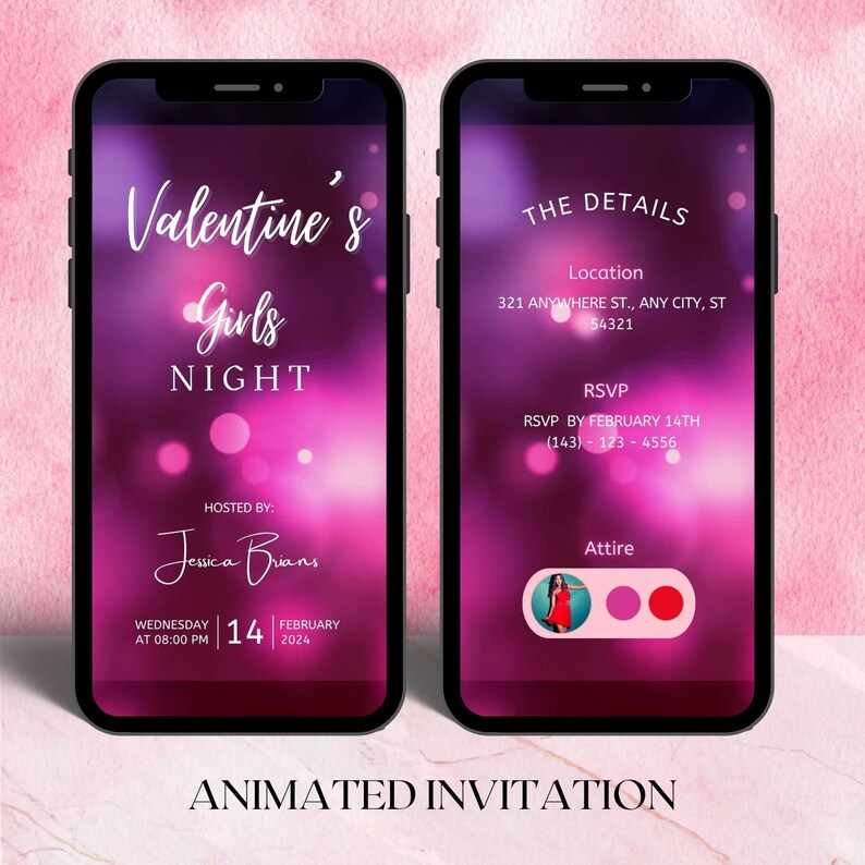 Editable Valentine's Girls Night Invitation, Valentine's Invitation ...