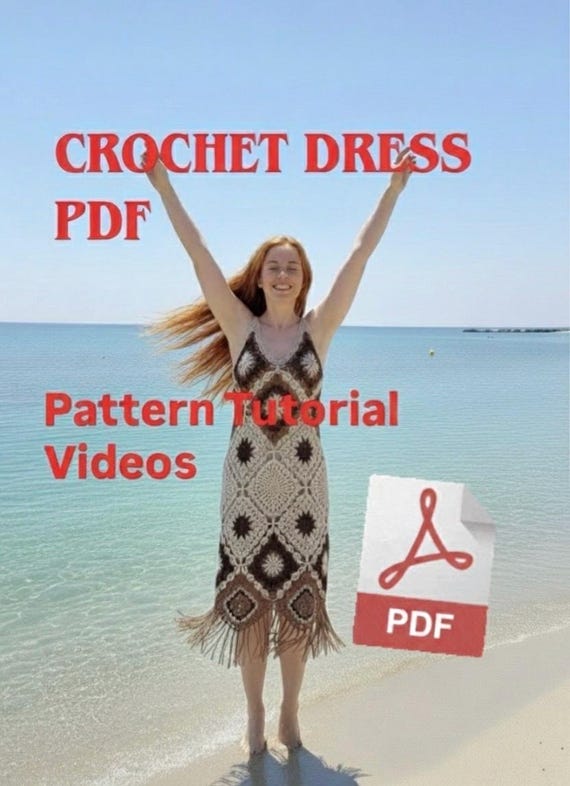 Crochet Beach Dress Pattern: Granny Square Design (PDF Pattern) Tutorial  Videos - Etsy Israel