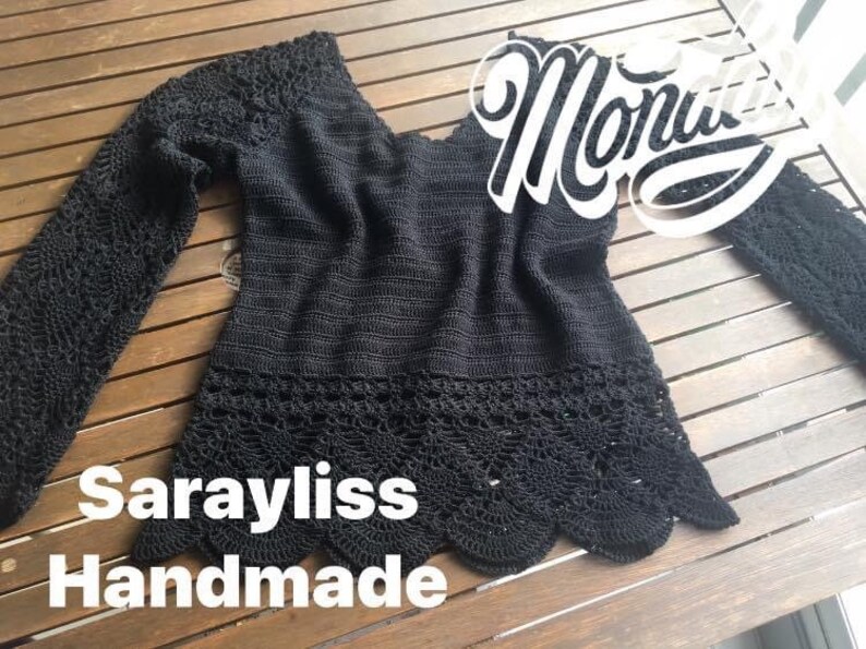 Long Sleeve Crochet Lace Top Chandaka Crochet Blouse Etsy