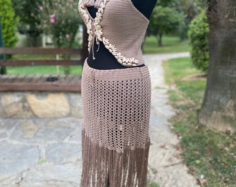 Jupe en dentelle au crochet, jupe de plage, jupe longue au crochet, jupe au crochet à lacets, jupe victorienne au crochet, jupe en lin, jupe des années 90, mini jupe