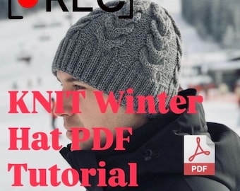 Knitting Crochet Men Beanie Hat Pattern Handmade Presents Easy Cable Knit PDF  Tutorial Videos