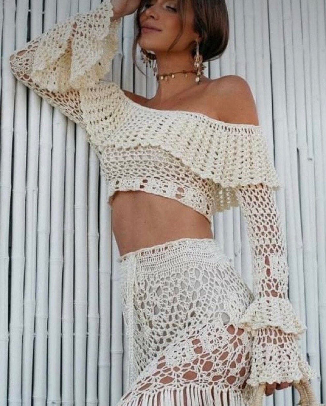 Crochet long sleeve top