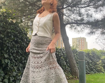 Crochet Lace Mermaid Long Skirt: Victorian Maxi Elegan Skirt - Etsy